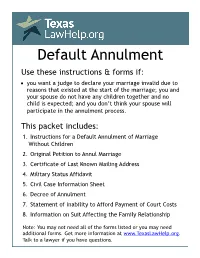Default Annulment Instructions & Forms