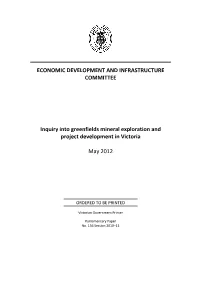 Inquiry Into Greenfields Mineral Exploration and Project Development in Victoria