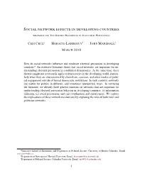 Social Network Effects in Developing Countries