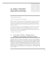 Ai: Early History 1 and Applications