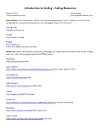 Coding Resources