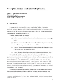 Conceptual Analysis and Reductive Explanation