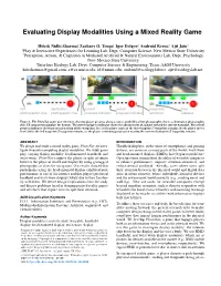 Evaluating Display Modalities Using a Mixed Reality Game