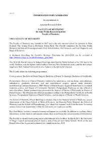 INFORMATION for CANDIDATES for Appointment As Assistant