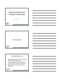 Normal and Abnormal Findings in Rhinoscopy