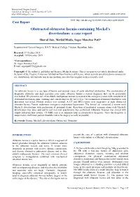 Obstructed Obturator Hernia Containing Meckel's Diverticulum: a Case Report