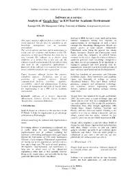 Software As a Service: Analysis of 'Google Sites' As KM Tool For