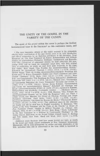 THE UNITY of the GOSPEL in the VARIETY of the CANON The