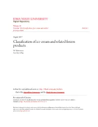 Classification of Ice Cream and Related Frozen Products M