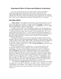 Experiment 4-Heat of Fusion and Melting Ice Experiment
