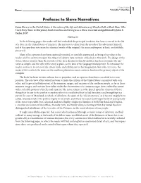 Prefaces to Slave Narratives