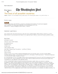 The Best of All Possible Countries - Print Document - Proquest