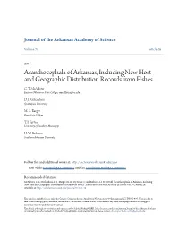 Acanthocephala of Arkansas, Including New Host and Geographic Distribution Records from Fishes C