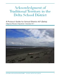 Acknowledgment of Traditional Territory in Delta School District