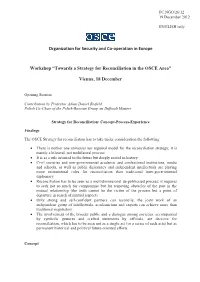 Organization for Security and Co-Operation in Europe Workshop “Towards a Strategy for Reconciliation in the OSCE Area” Vienn