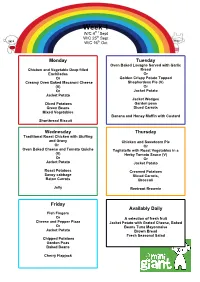 Redoaks Menu Autumn Term 1 2017