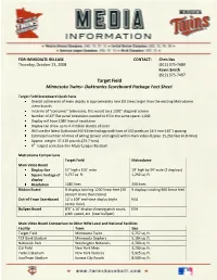 Target Field Minnesota Twins– Daktronics Scoreboard Package Fact Sheet