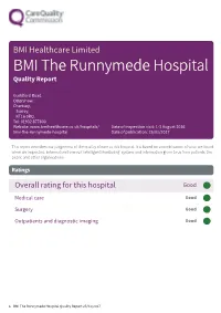 BMI the Runnymede Hospital Newapproachcomprehensive Report