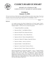 Clerk's Board Summary, 1/12/2016