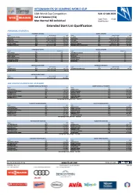 Extended Start List Qualification