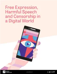 Free Expression, Harmful Speech and Censorship in a Digital World
