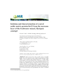 Isolation and Characterization of a Novel Acidic Matrix Protein Hic22 from the Nacreous Layer of the Freshwater Mussel, Hyriopsis Cumingii