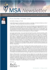 MSA Newsletter a Newsletter for Member Schools of Marist Schools Australia Published Fortnightly During Term Time