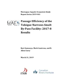 Passage Efficiency of the Tobique-Narrows Smolt By-Pass Facility: 2017-8 Results