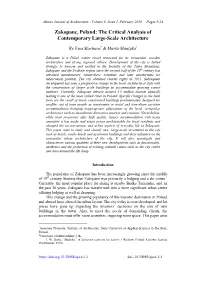 Zakopane, Poland: the Critical Analysis of Contemporary Large-Scale Architecture