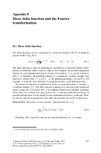 Appendix D. Dirac Delta Function and the Fourier Transformation
