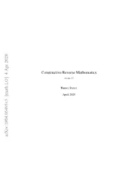 Constructive Reverse Mathematics