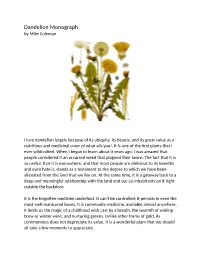 Dandelion Monograph by Mike Coleman