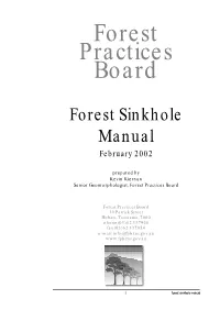 Forest Sinkhole Manual February 2002