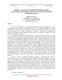 Formal Analysis of Kinship Terminologies and Its Relationship to What Constitutes Kinship (Complete Text)