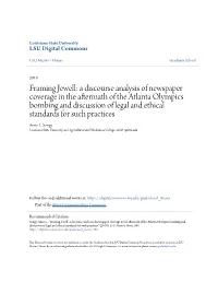 Framing Jewell: a Discourse Analysis of Newspaper Coverage in The