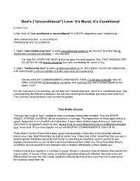 God's (“Unconditional”) Love: It's Moral, It's Conditional
