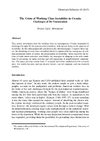 The Crisis of Working Class Sociability in Croatia Challenges of De-Unionization