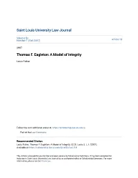 Thomas F. Eagleton: a Model of Integrity