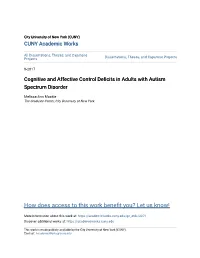 Cognitive and Affective Control Deficits in Adults with Autism