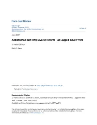 Why Divorce Reform Has Lagged in New York