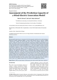 Assessment of the Prediction Capacity of a Wind-Electric Generation Model