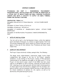Contract Summary Ptolemaida Ses Unit V – Engineering, Procurement, Transportation, Installation and Putting in Operation of A