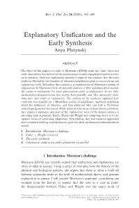 Explanatory Unification and the Early Synthesis 597