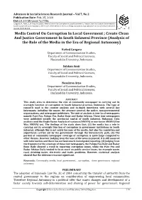 Media Control on Corruption in Local Goverment ; Create Clean And