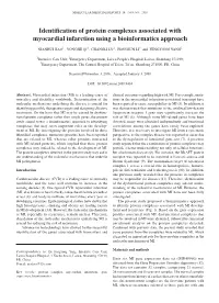 Identification of Protein Complexes Associated with Myocardial Infarction Using a Bioinformatics Approach