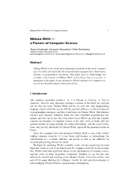 Niklaus Wirth—A Pioneer of Computer Science 1