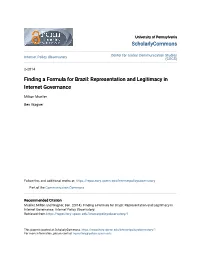 Representation and Legitimacy in Internet Governance