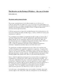 The Directive on the Posting of Workers – the Case of Sweden