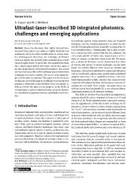 Ultrafast-Laser-Inscribed 3D Integrated Photonics: Challenges and Emerging Applications