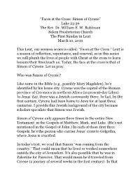 "Faces at the Cross-Simon of Cyrene" (3-10-19)